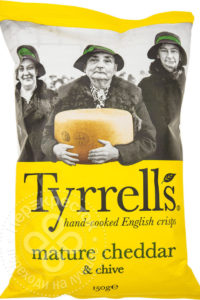 для рецепта Чипсы Tyrrells со вкусом сыра Чеддер и лука-резанец 150г