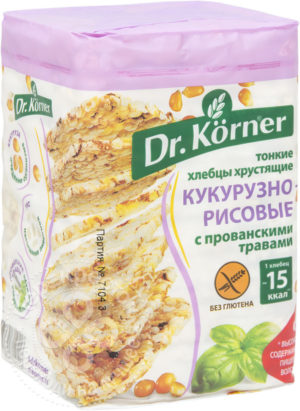 для рецепта Хлебцы Dr.Korner Кукурузно-рисовые с прованскими травами 100г