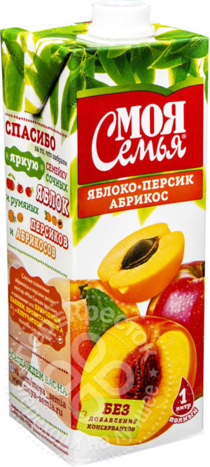 для рецепта Нектар Моя Семья Яблоко-персик-абрикос 1л