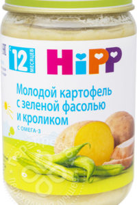 для рецепта Пюре Hipp Молодой картофель с зеленой фасолью и кроликом 220г