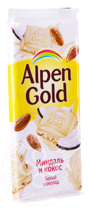 для рецепта Шоколад Alpen Gold Белый с Миндалем и Кокосовой стружкой 90г