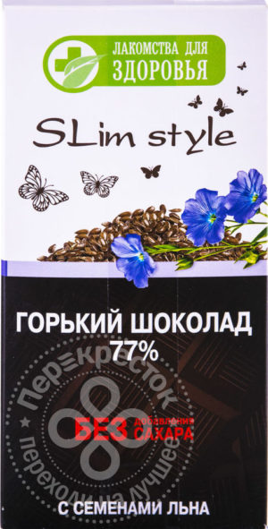 для рецепта Шоколад Лакомства для здоровья Slim style горький с семенами льна 77% 60г