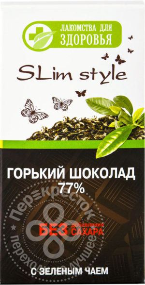 для рецепта Шоколад Лакомства для здоровья Slim style горький с зеленым чаем 77% 60г