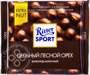 для рецепта Шоколад Ritter Sport Молочный Цельный лесной орех 100г