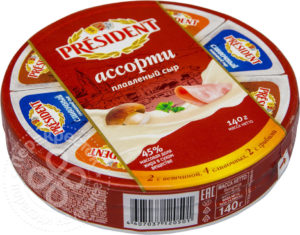 для рецепта Сыр плавленый President Ассорти 45% 140г