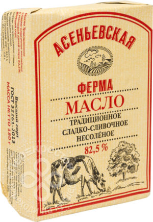 для рецепта Масло сладко-сливочное Асеньевская ферма 82.5% 180г